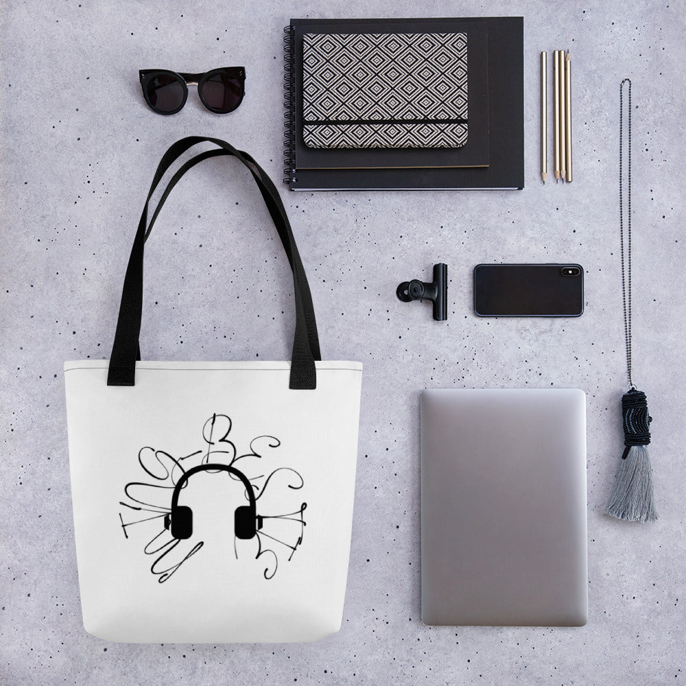 Ming-Bestie Headphone Pattern Tote Bag B8.