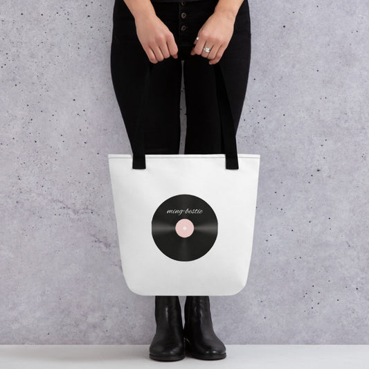 Vinyl Record Pattern Tote Bag B3.